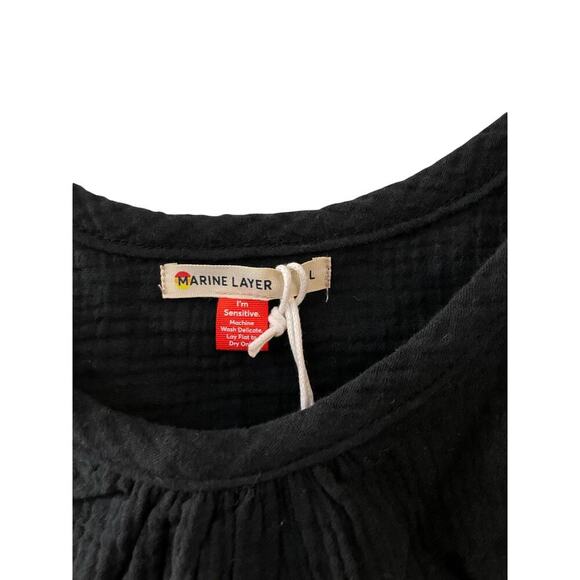 NWT- Marine Layer Jude Flutter Sleeve Tank Black Gauze Retail $78 Size Large - Picture 3 of 7